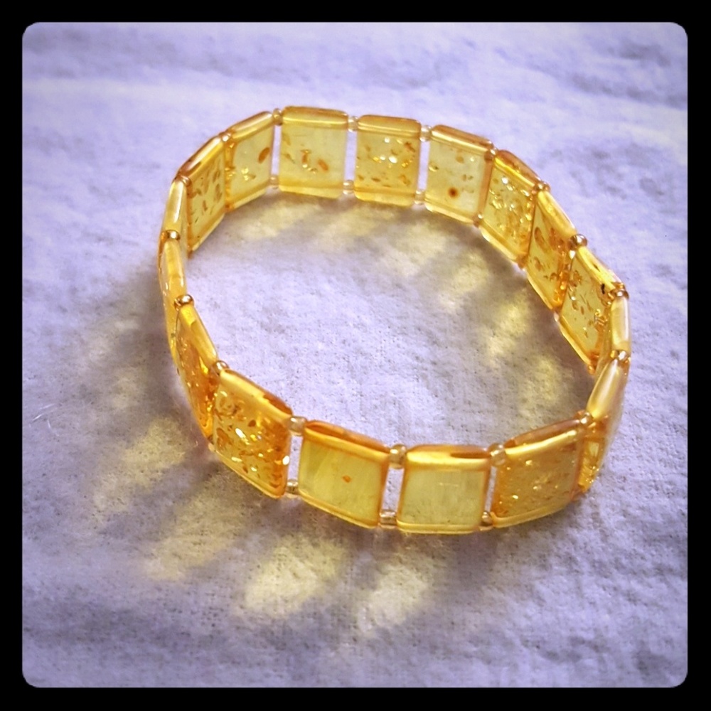 Natural lemon baltic amber bracelet 7"